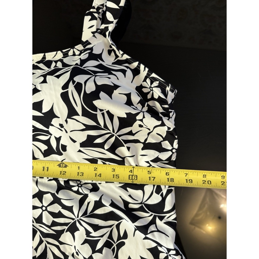 Lands End Havana Floral Square Neck Tankini Swim Top 1X Black White - Picture 5 of 5